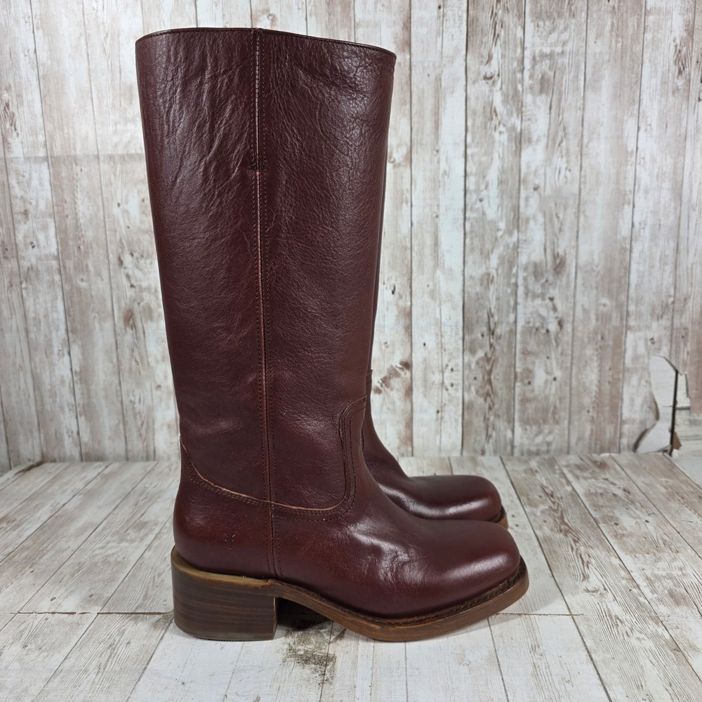 Frye Campus 14L Garnet Leather Tall Square Toe Boots FR41968 Womens 8 B